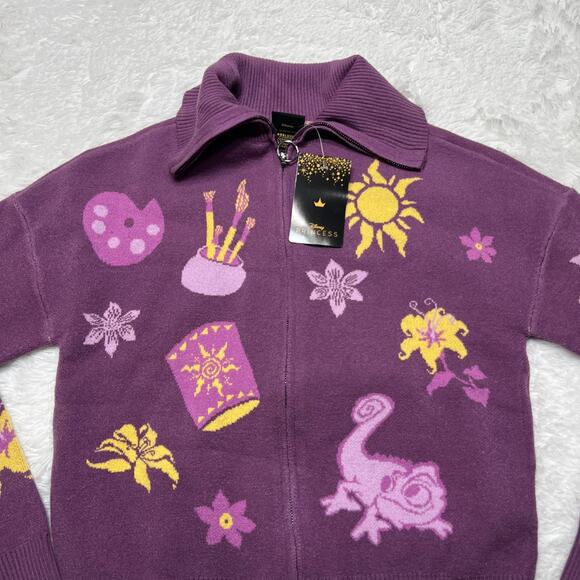 DISNEY RAPUNZEL TANGLED ICONS ZIPPERED CARDIGAN / SWEATER - Picture 2 of 6